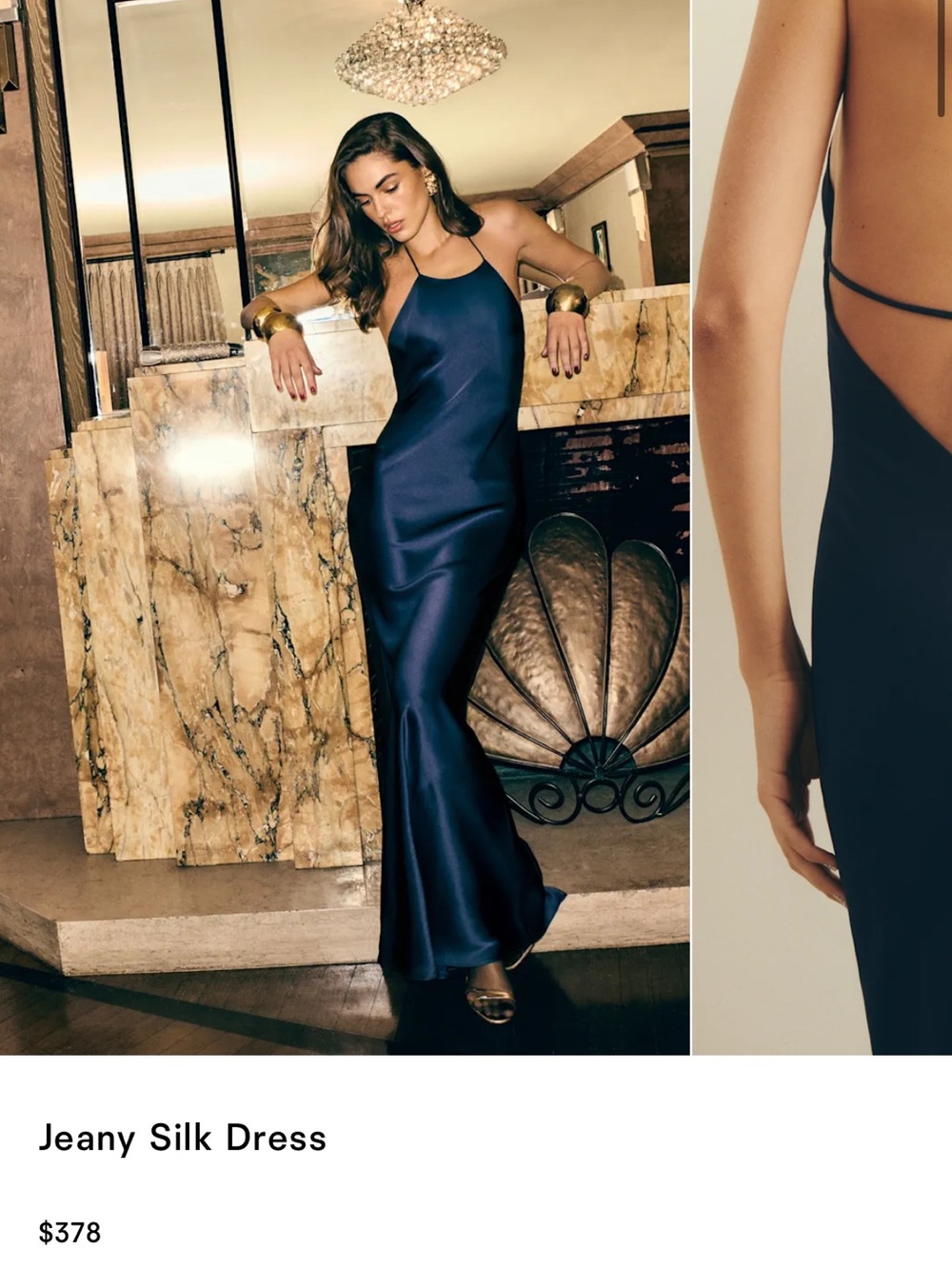 Reformation Jeany Navy Silk Dress - Picture 1 of 5